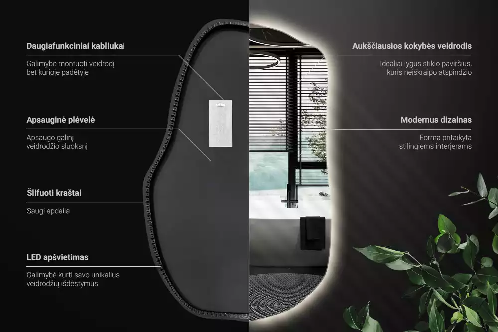 Unförmiger spiegel beleuchtet auffällige Ergänzung