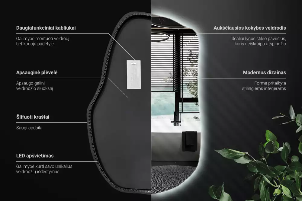 Unförmiger spiegel beleuchtet auffällige Ergänzung