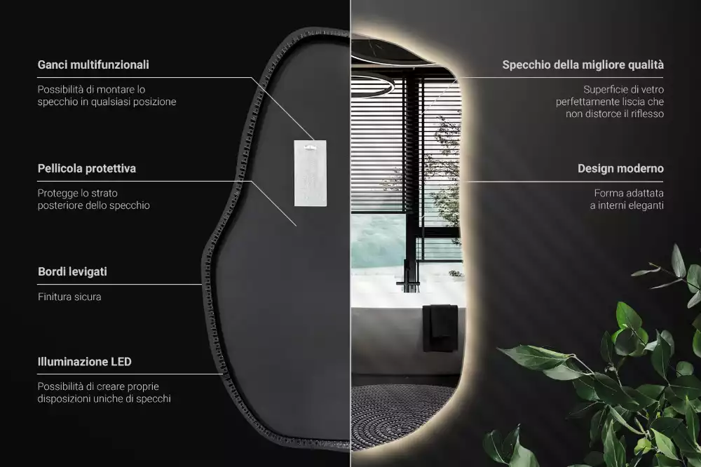 Unförmiger spiegel beleuchtet auffällige Ergänzung