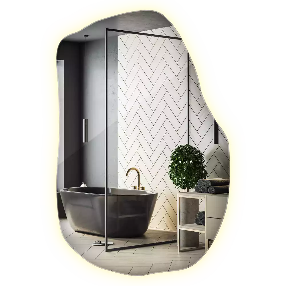 Unförmiger spiegel beleuchtet auffällige Ergänzung