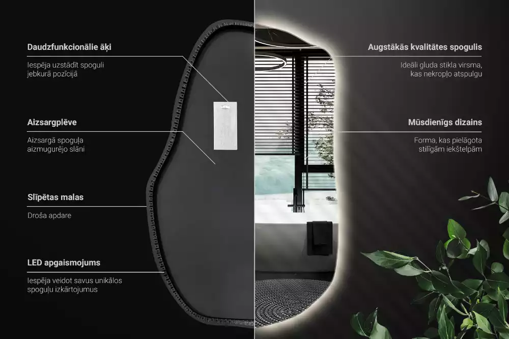 Unförmiger spiegel beleuchtet auffällige Ergänzung