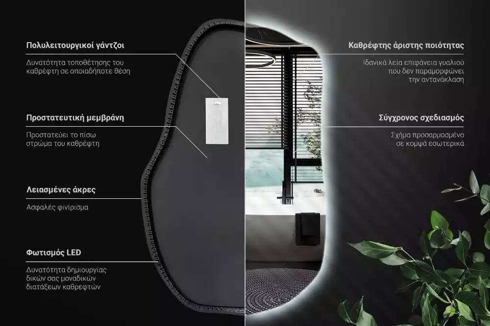 Unförmiger spiegel beleuchtet auffällige Ergänzung