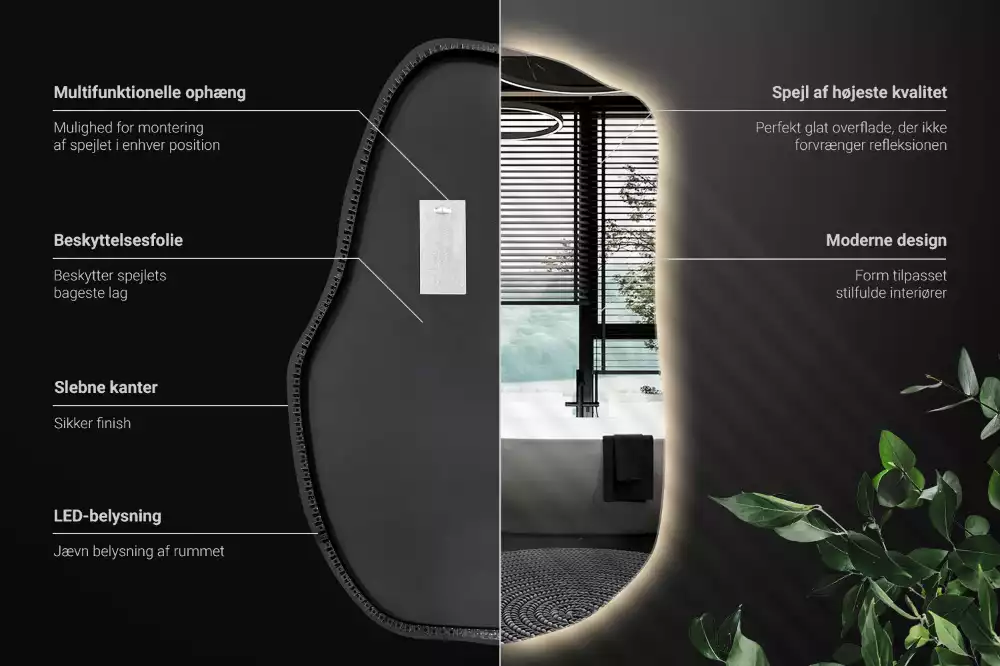 Unförmiger spiegel beleuchtet auffällige Ergänzung