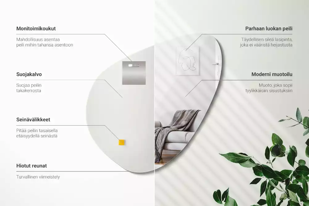 Spiegel organische form dekorative wand