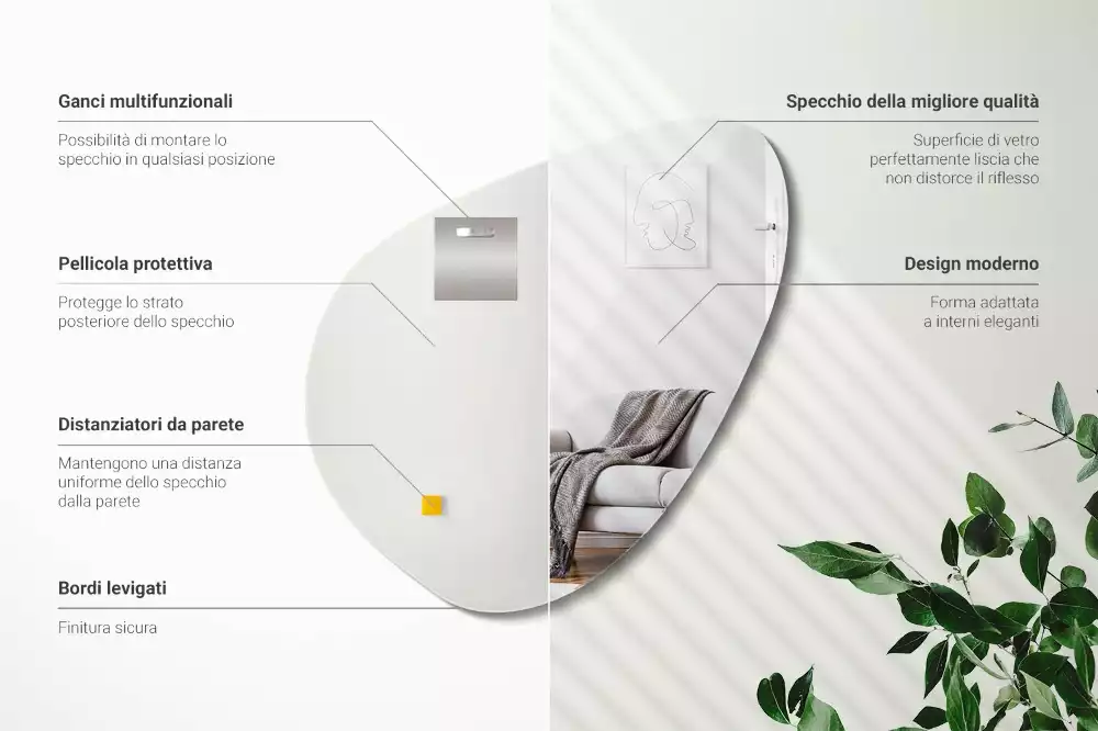 Spiegel organische form dekorative wand