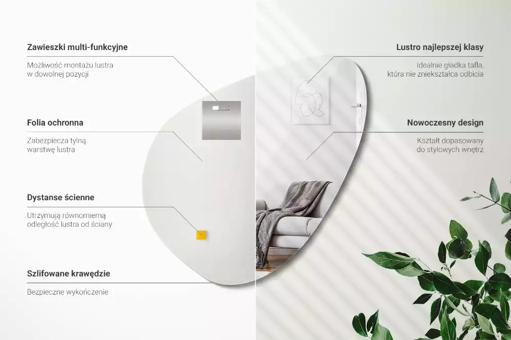 Spiegel organische form dekorative wand