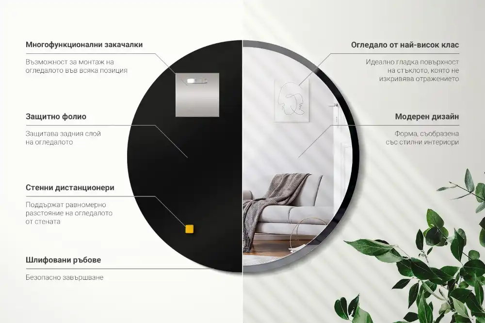 Runden spiegel wand in einem schwarzen rahmen