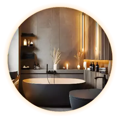 Spiegel rund modern mit LED-Hintergrundbeleuchtung