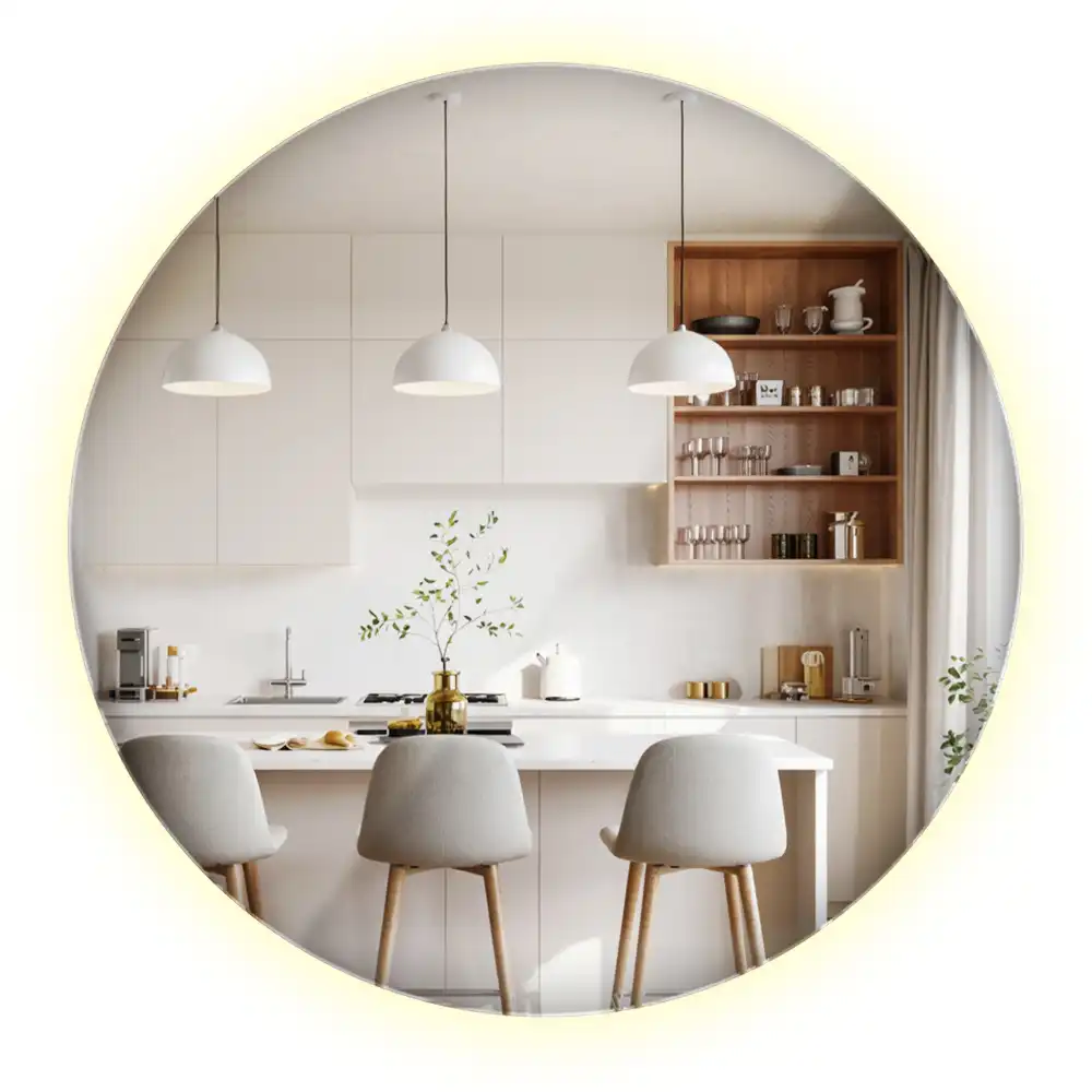 Spiegel rund modern mit LED-Hintergrundbeleuchtung