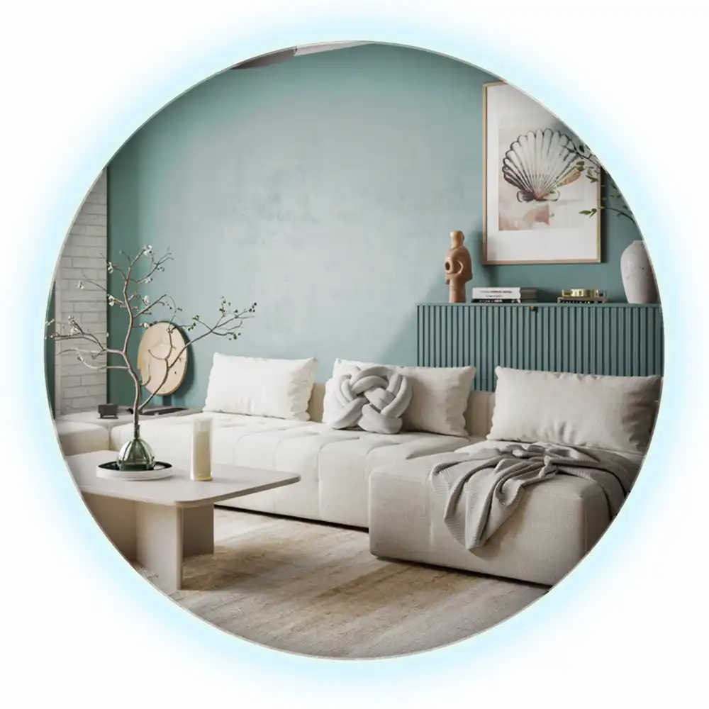 Spiegel rund modern mit LED-Hintergrundbeleuchtung