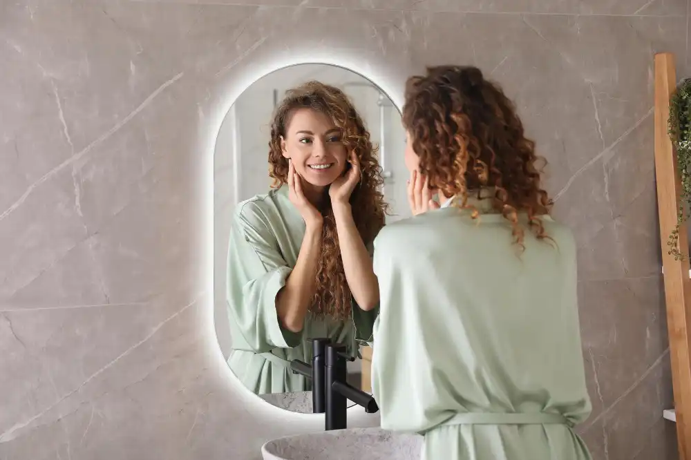 Spiegel oval beleuchtet dekorative aufhängung