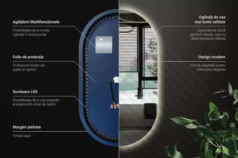 Spiegel oval beleuchtet dekorative aufhängung
