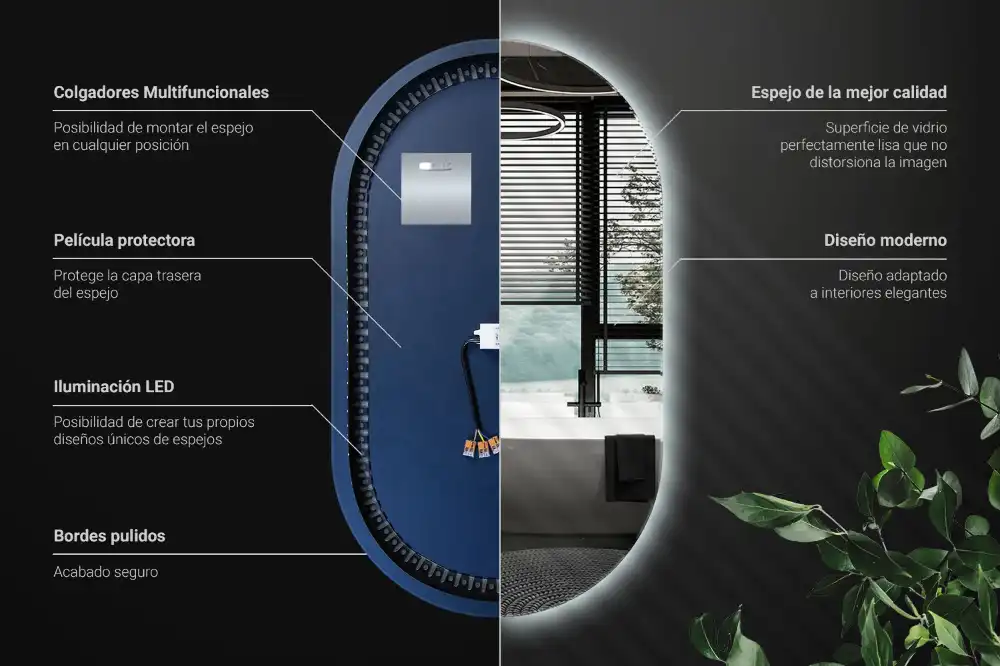 Spiegel oval beleuchtet dekorative aufhängung