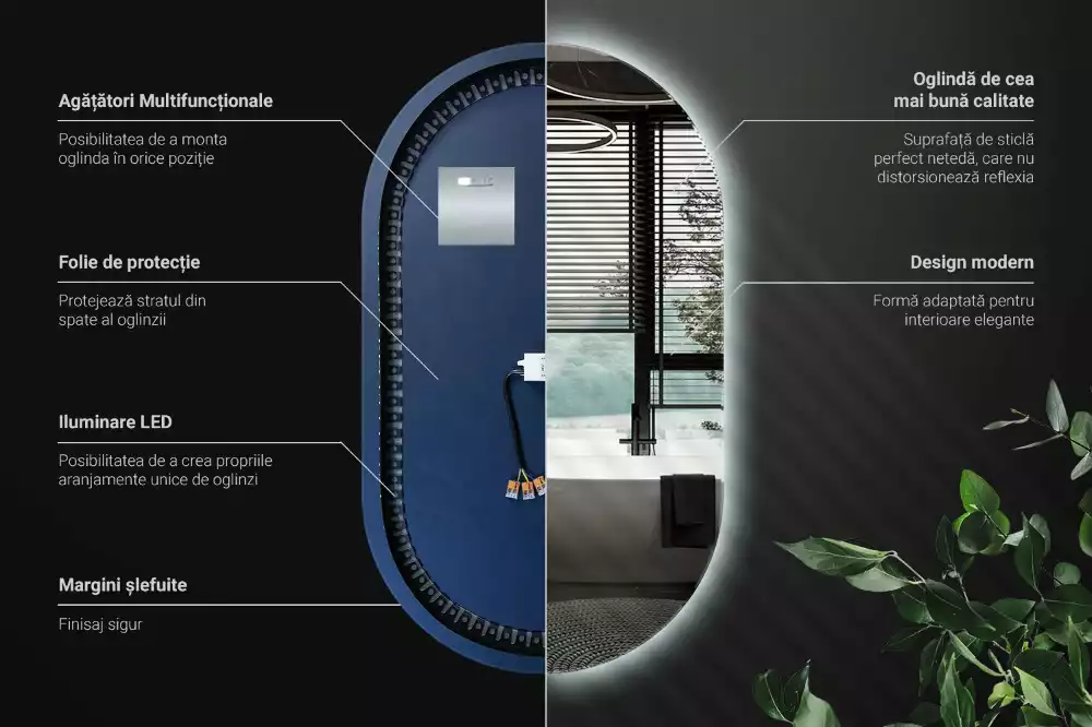 Spiegel oval beleuchtet dekorative aufhängung