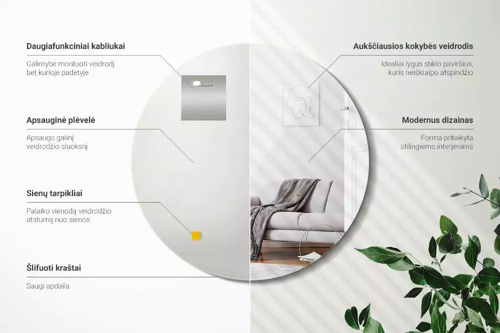 Runde spiegel wand ohne rahmen