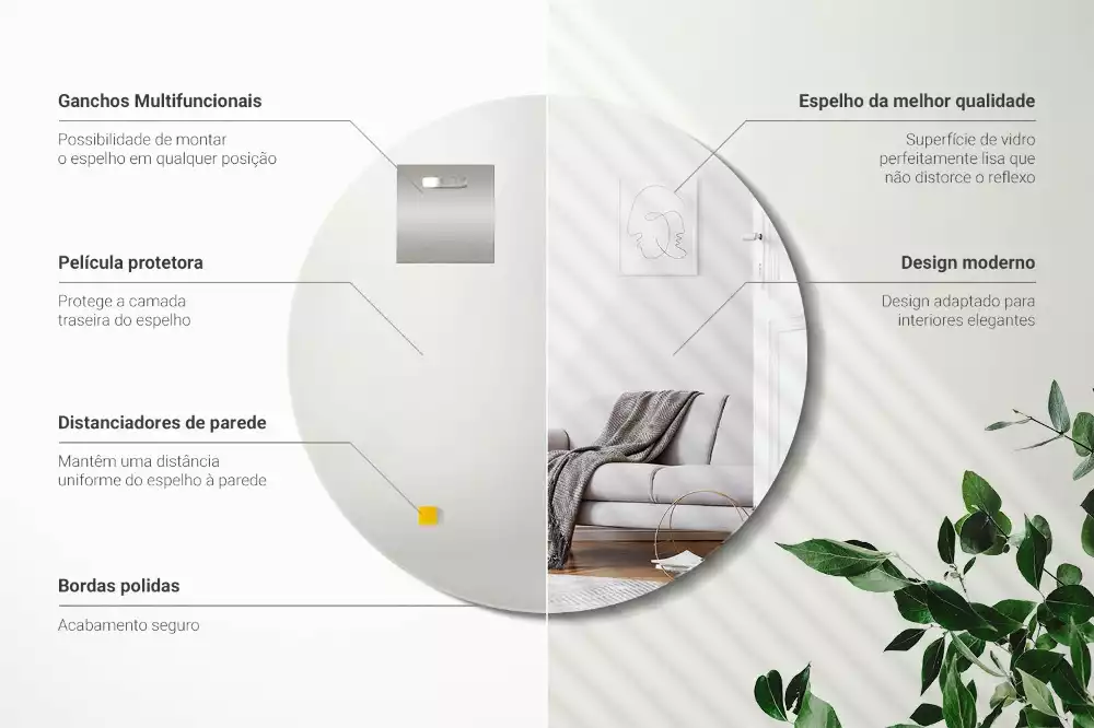 Runde spiegel wand ohne rahmen