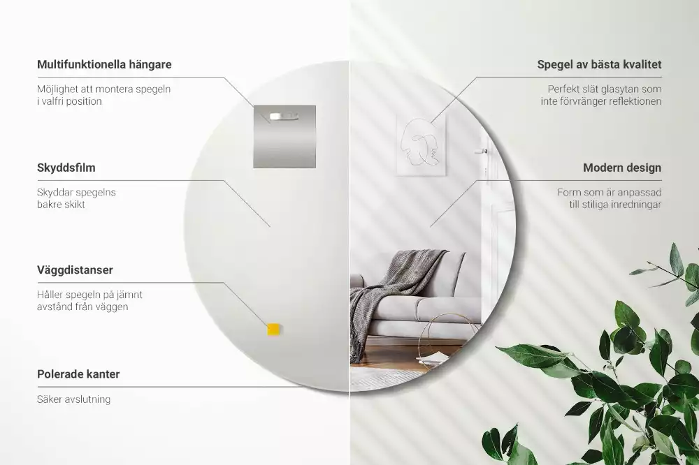 Runde spiegel wand ohne rahmen