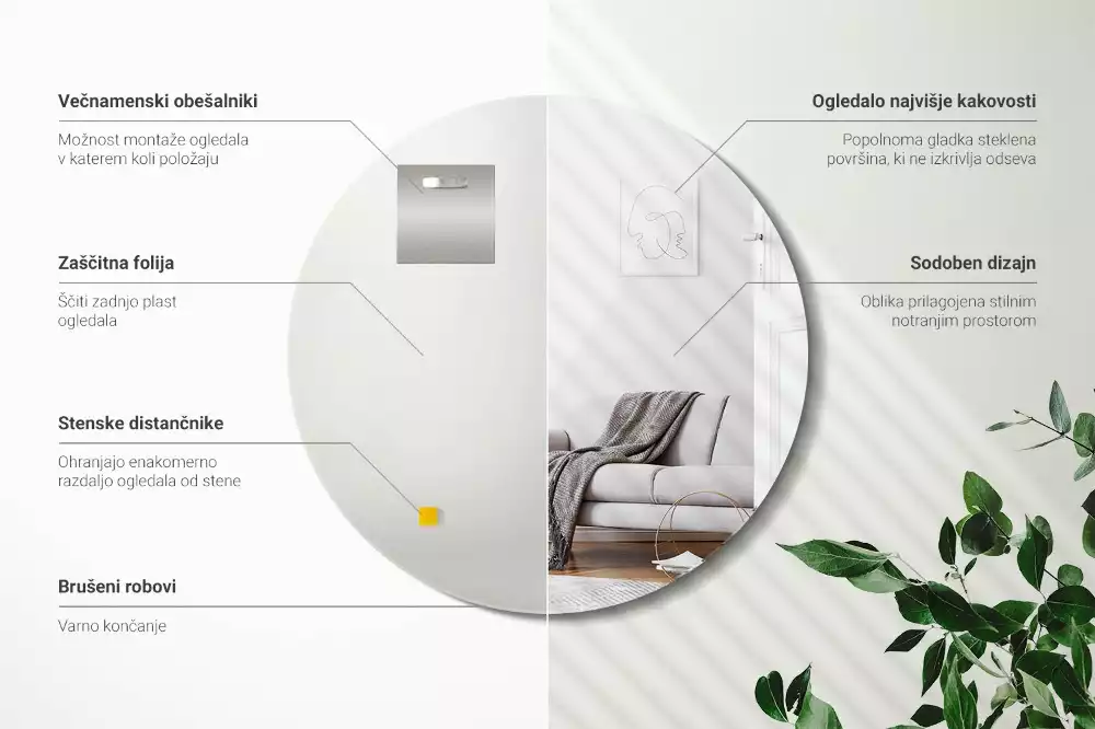 Runde spiegel wand ohne rahmen