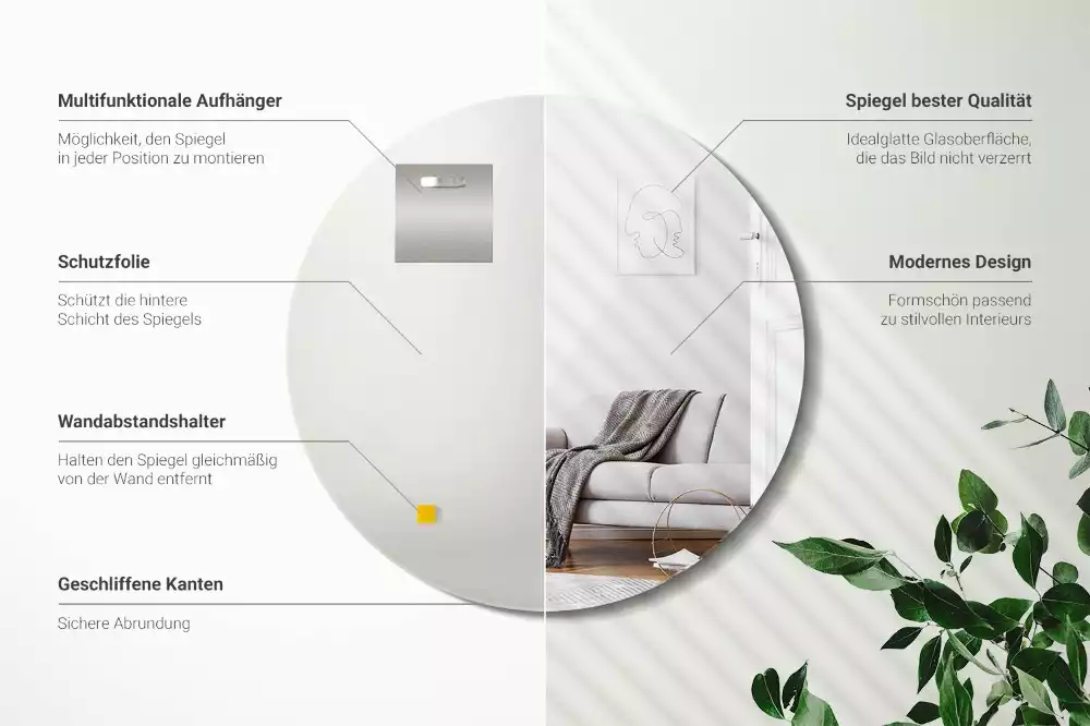 Runde spiegel wand ohne rahmen