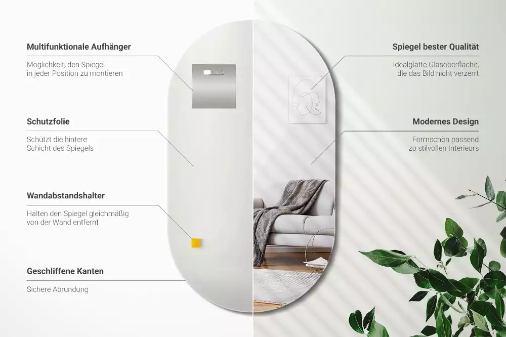 Spiegel oval klassische aufhängung