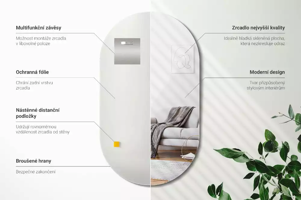 Spiegel oval klassische aufhängung