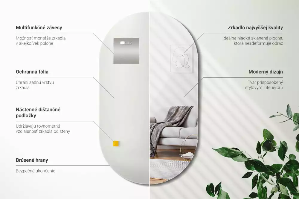 Spiegel oval klassische aufhängung