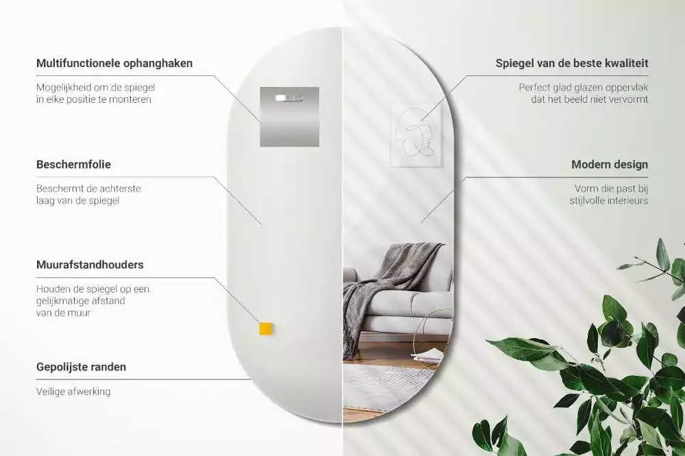 Spiegel oval klassische aufhängung