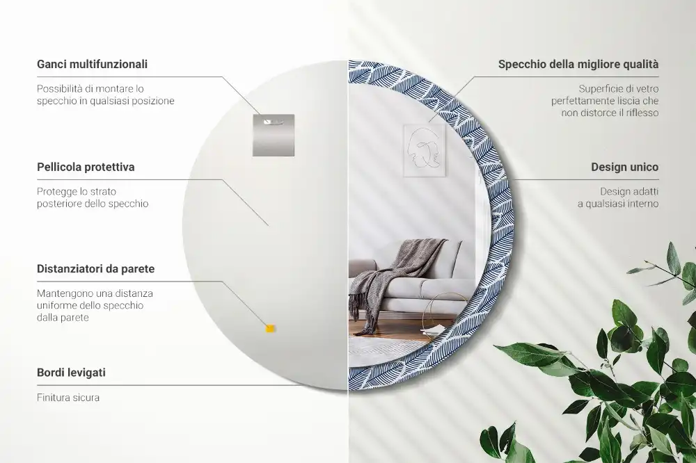 Spiegel rund Blätter