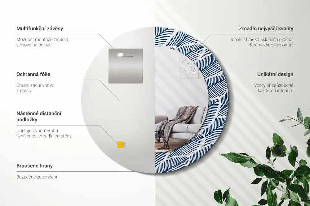 Spiegel rund Blätter