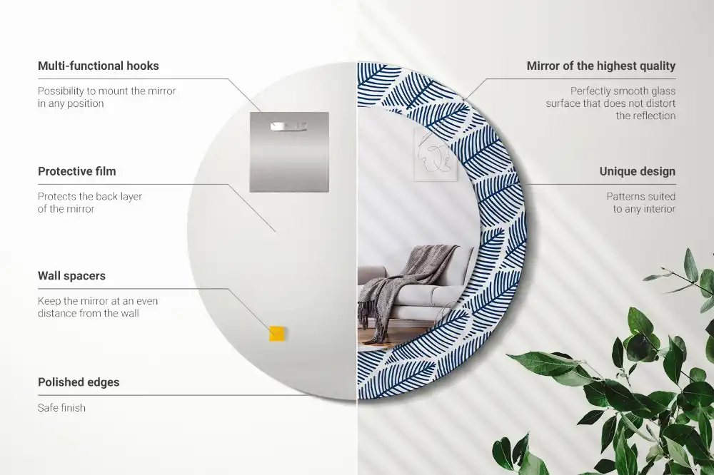 Spiegel rund Blätter