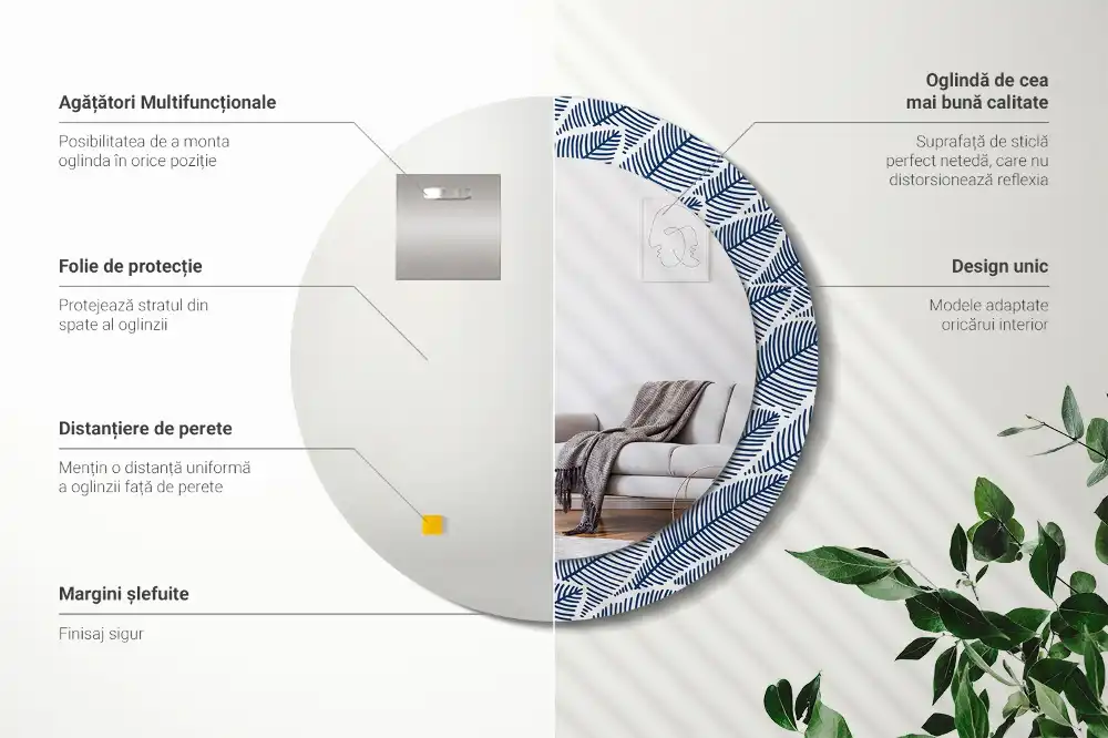 Spiegel rund Blätter