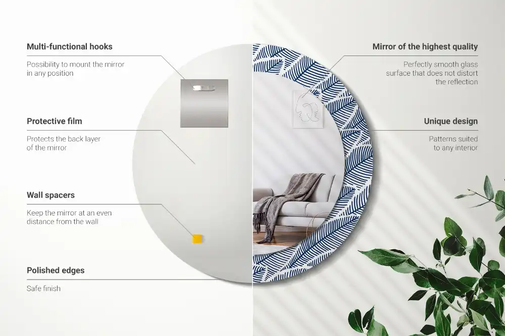 Spiegel rund Blätter