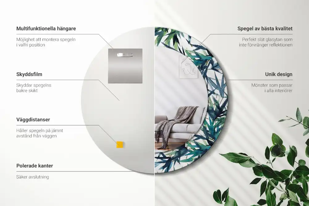 Spiegel rund Blaue Palmen