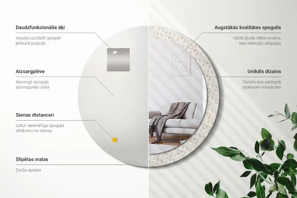 Spiegel rund Vogelfedern