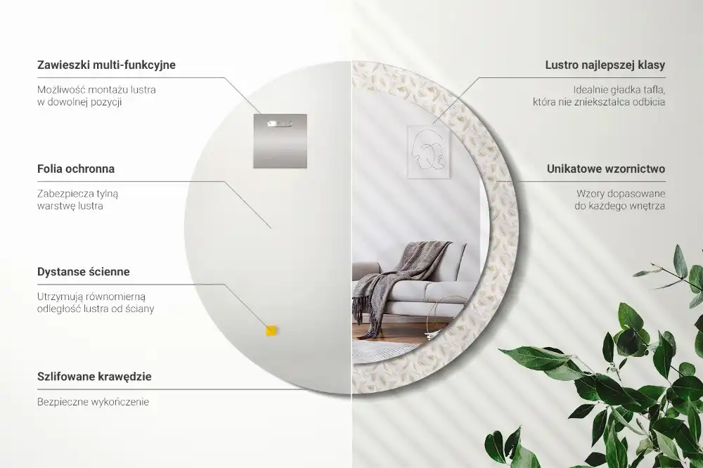 Spiegel rund Vogelfedern