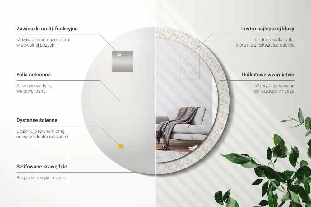 Spiegel rund Vogelfedern