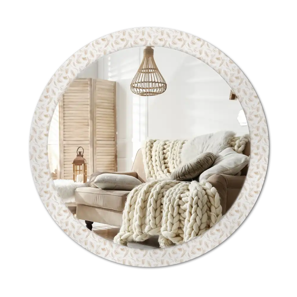 Spiegel rund Vogelfedern