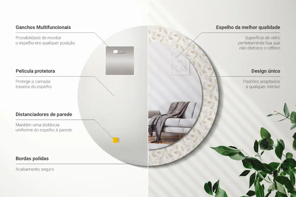 Spiegel rund Vogelfedern