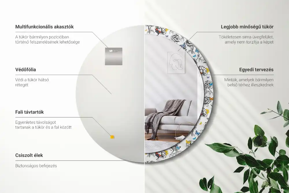 Spiegel rund Bunte Schmetterlinge
