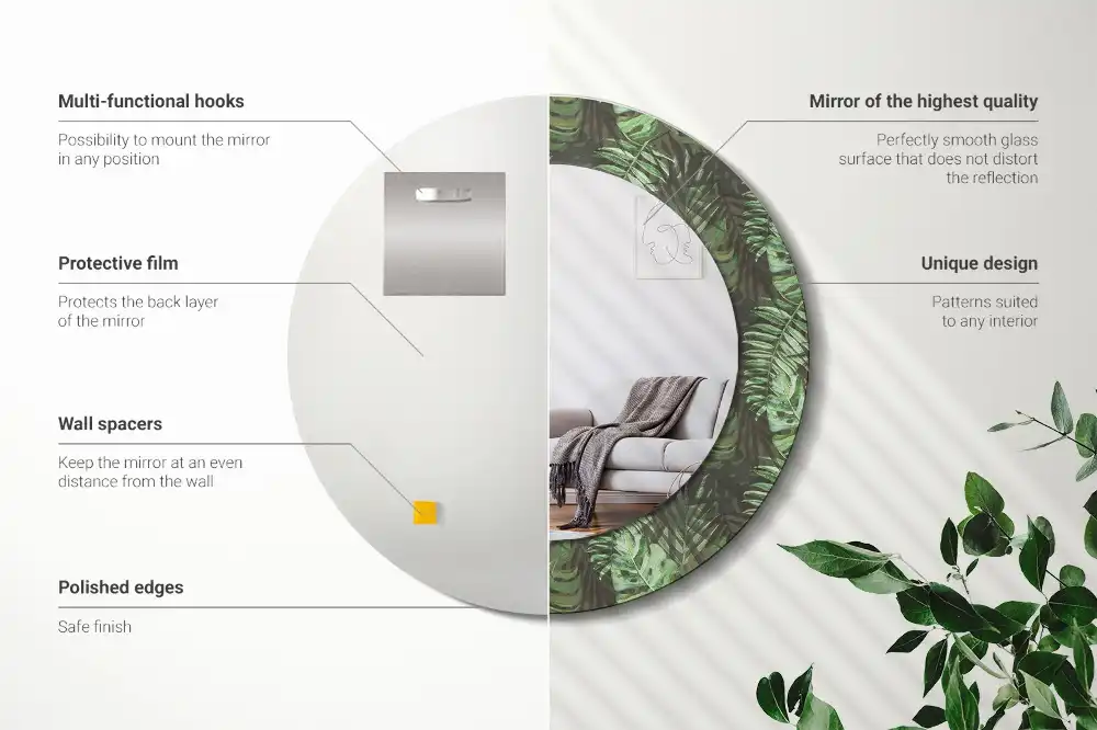 Runden spiegel Tropische Blätter