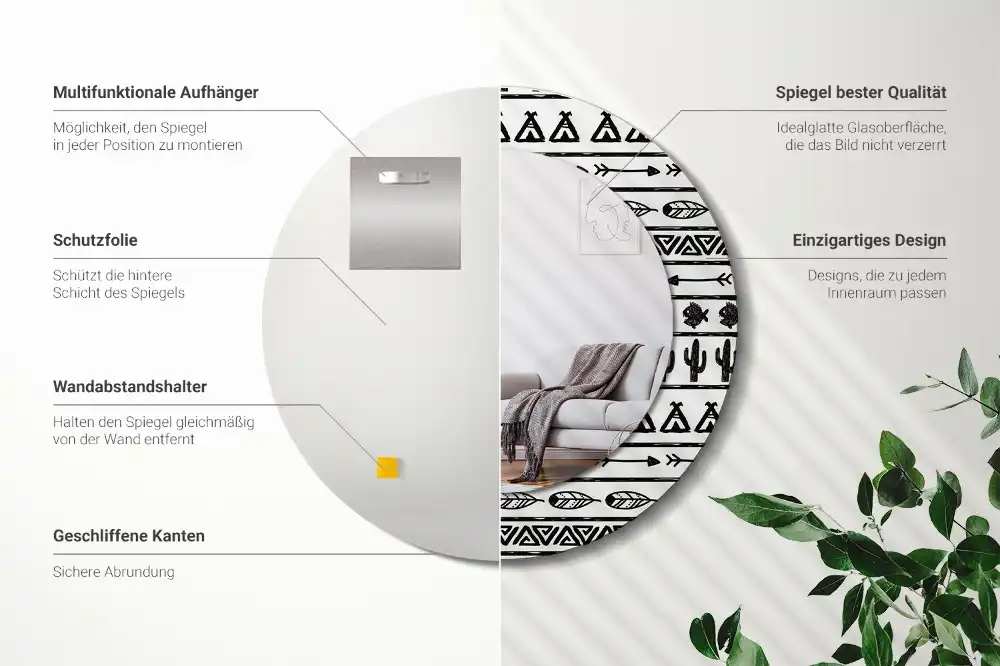 Spiegel rund Boho Minimalistisch