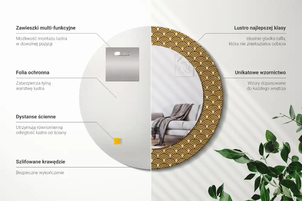 Spiegel rund Retro-Muster