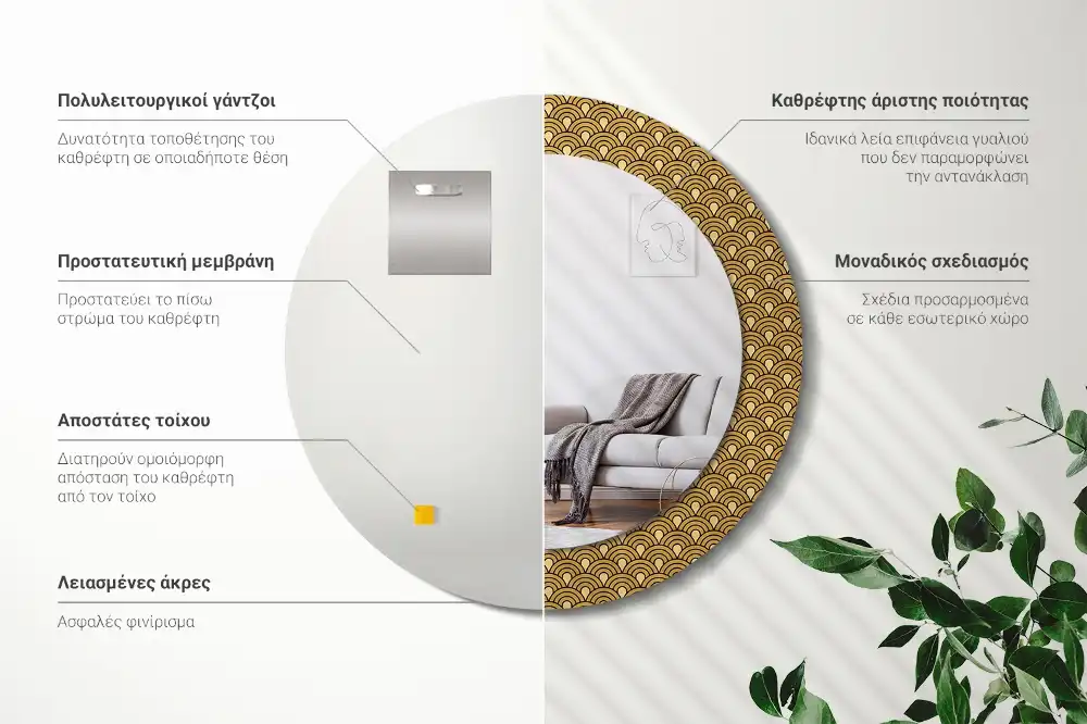 Spiegel rund Retro-Muster