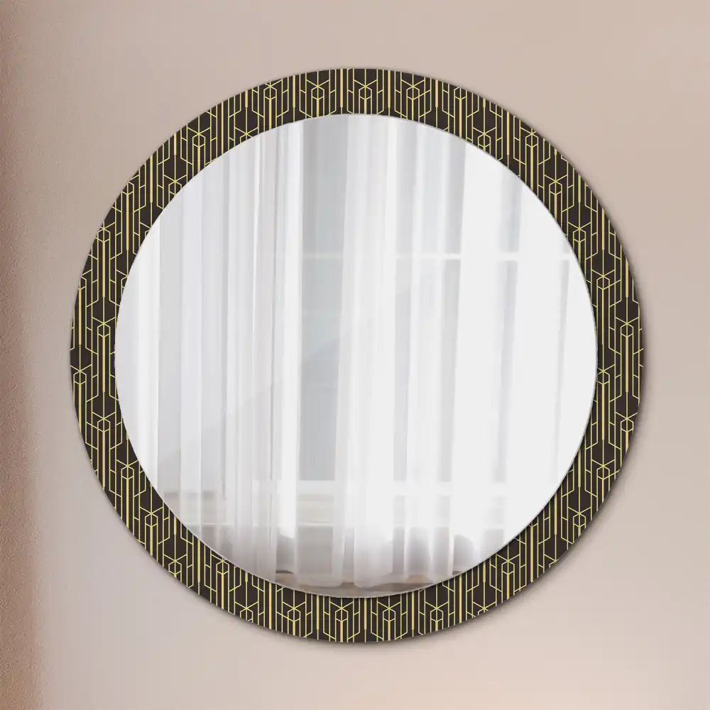 Spiegel mit bedrucktem Rahmen rund Vintage-Geometrie