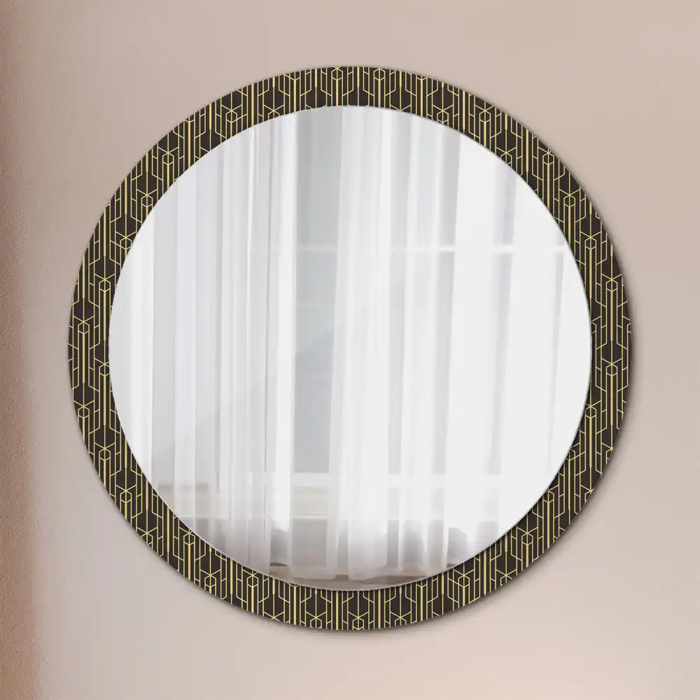 Spiegel mit bedrucktem Rahmen rund Vintage-Geometrie