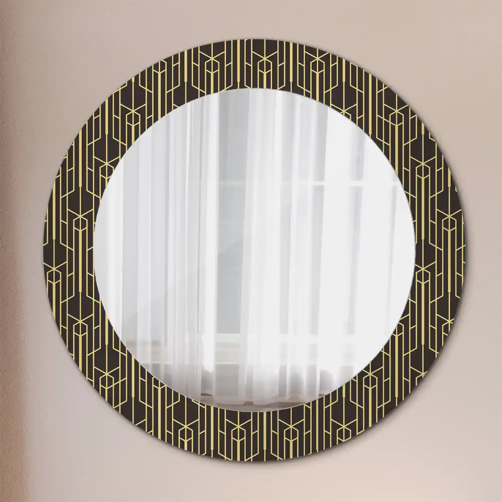Spiegel mit bedrucktem Rahmen rund Vintage-Geometrie