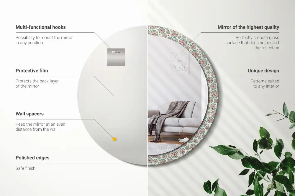 Spiegel rund Boho-Muster