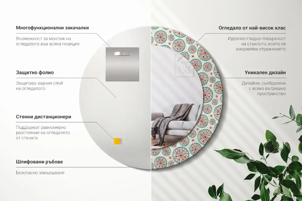 Spiegel rund Boho-Muster