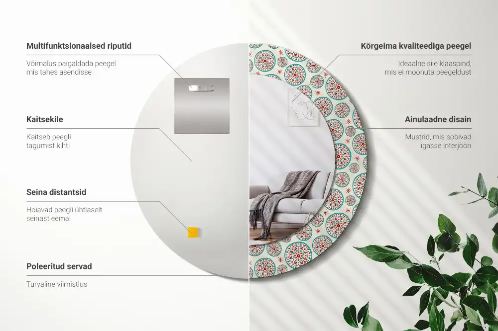 Spiegel rund Boho-Muster