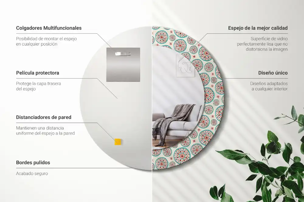 Spiegel rund Boho-Muster